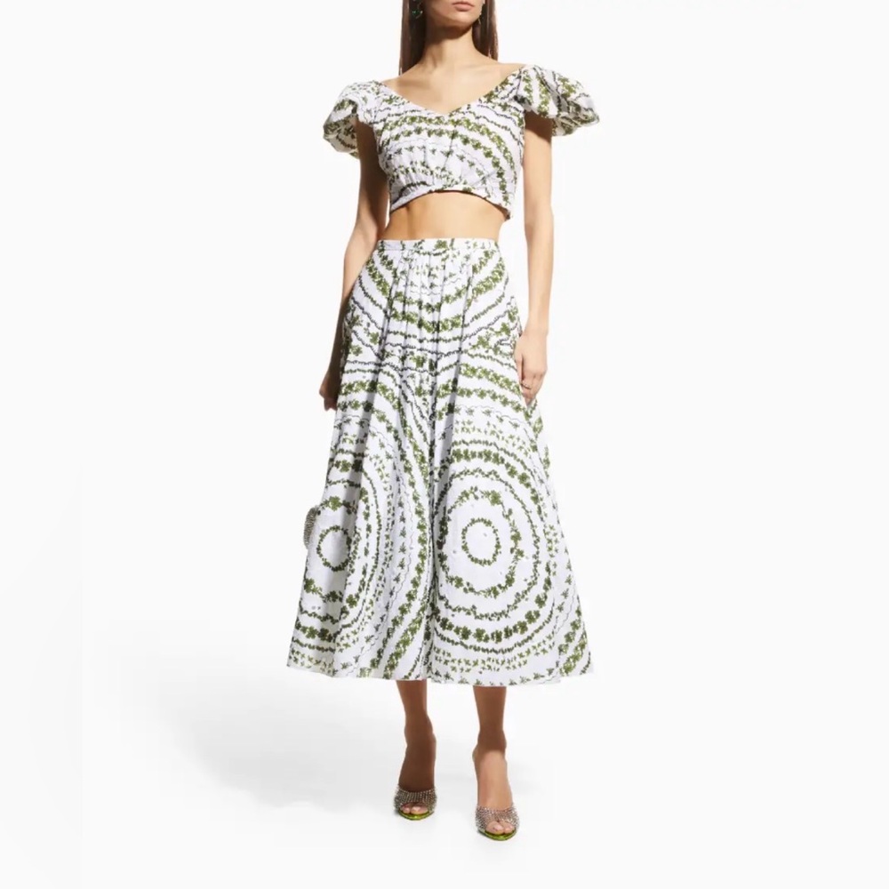 Giambattista Valli Eyelet Green and White Crop Top